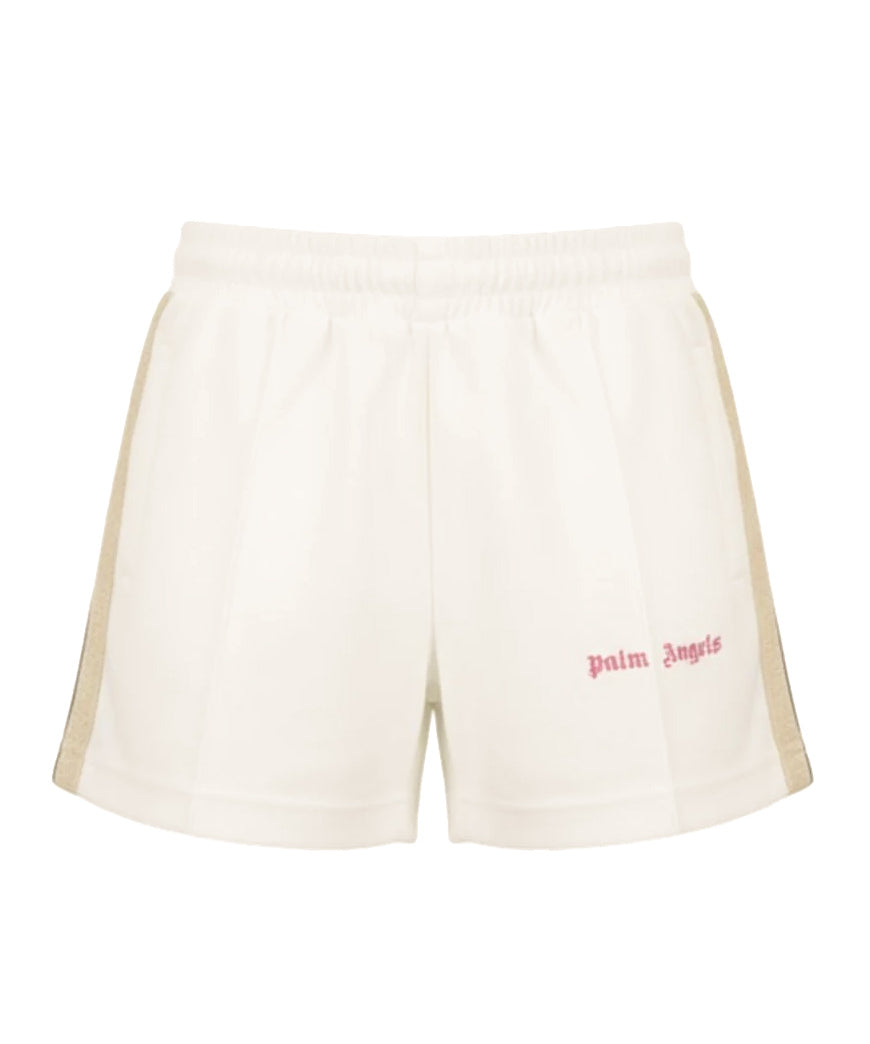 Palm Angels Kids Short Bianco con Logo Fucsia per Bambine