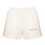 Palm Angels Kids Short Bianco con Logo Fucsia per Bambine