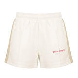 Palm Angels Kids Short Bianco con Logo Fucsia per Bambine