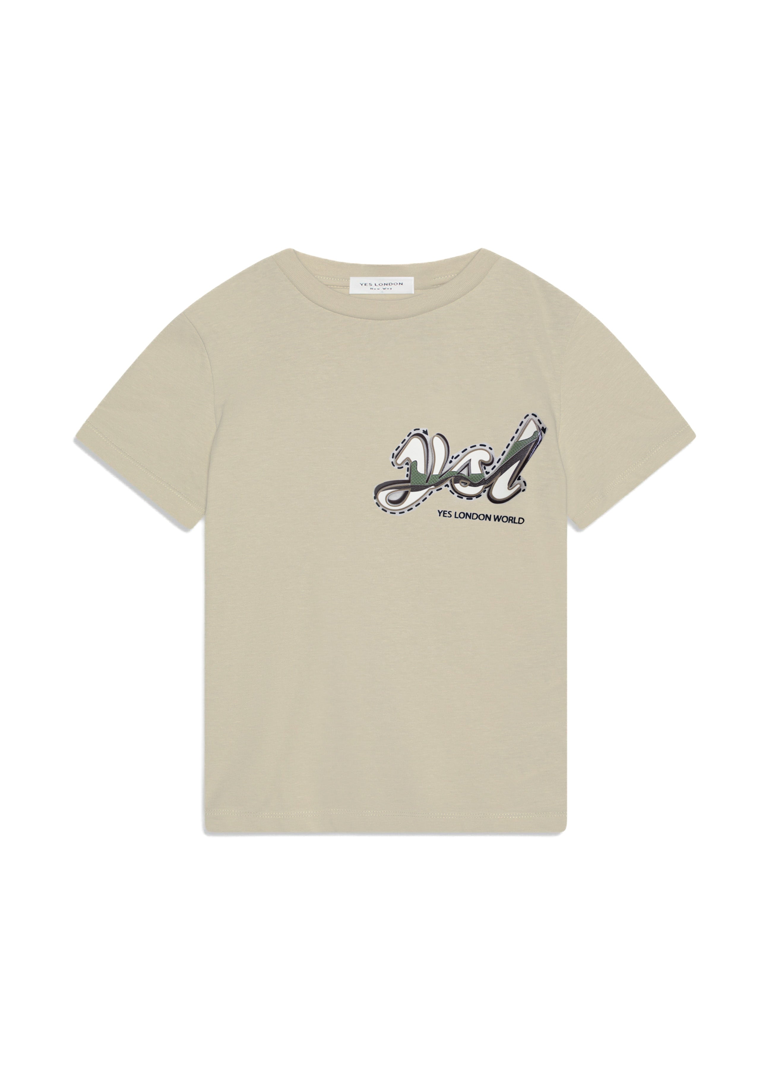 Yes London T-shirt Beige con Applcazione Logo per Bambini