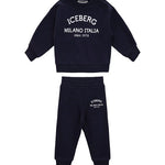Iceberg Kids Completo Felpa con Pantaloni Blu per Neonati