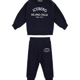 Iceberg Kids Completo Felpa con Pantaloni Blu per Neonati