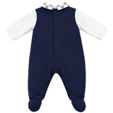 Gabriella Gucci Kids Tutina Felpa Bianco e Blu Monogram per Neonati