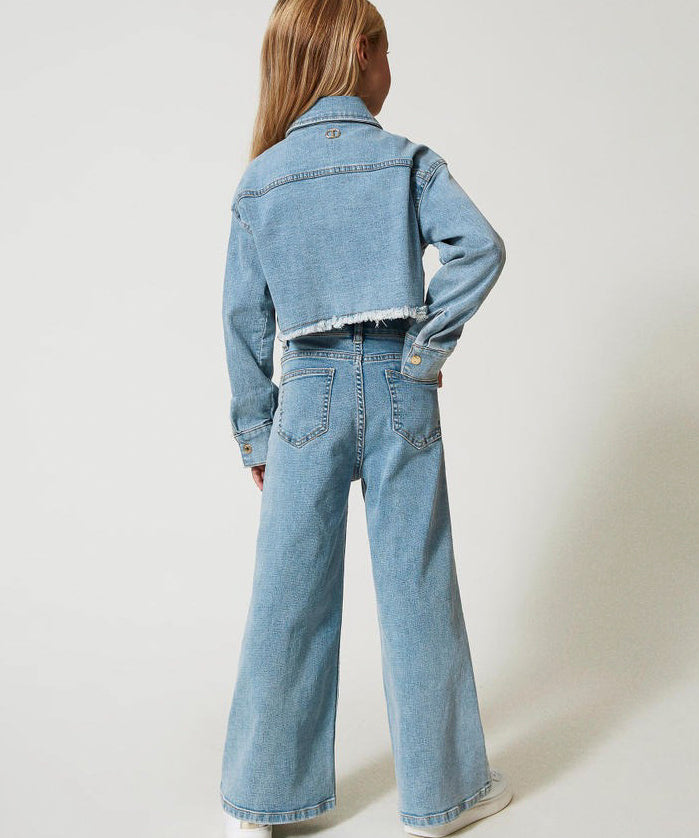 Twinset Kids Jeans Denim Wide Leg per Bambine (indossato retro)