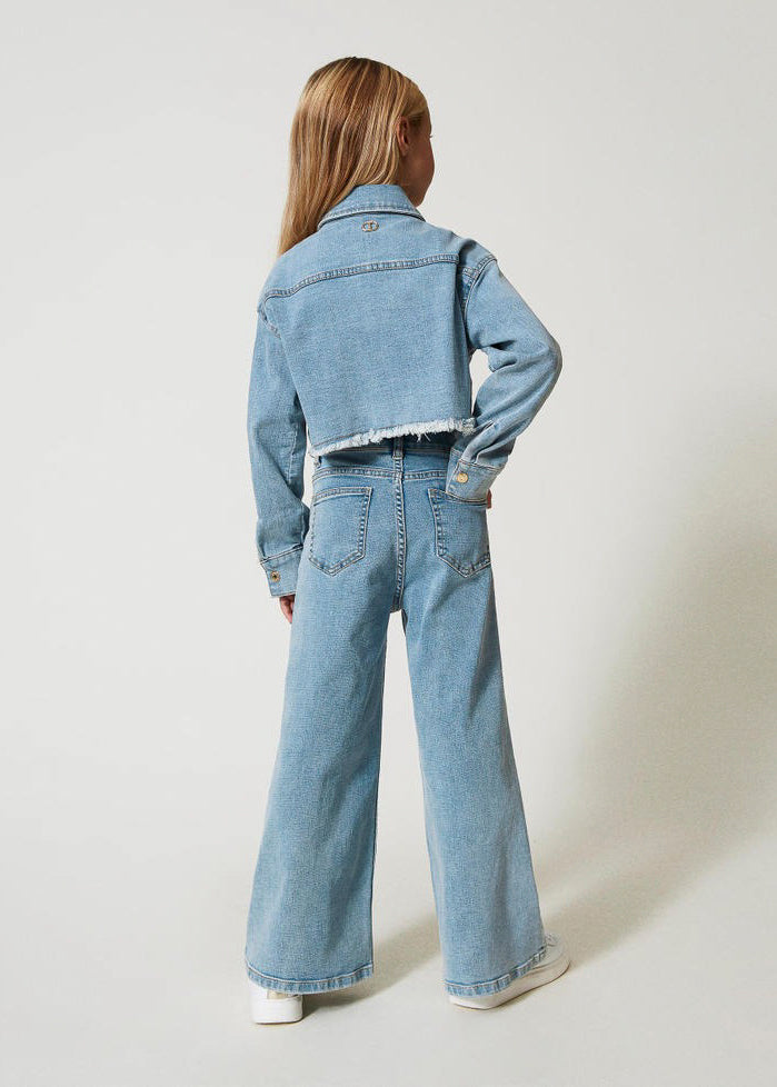 Twinset Kids Jeans Denim Wide Leg per Bambine (indossato retro)