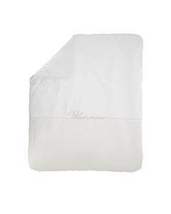 Blumarine Kids Coperta Panna con Ricamo Logo Rosa a  Contrasto per Neonate