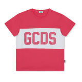 GCDS Kids T-shirt Fuxia con Banda Logo per Bambine