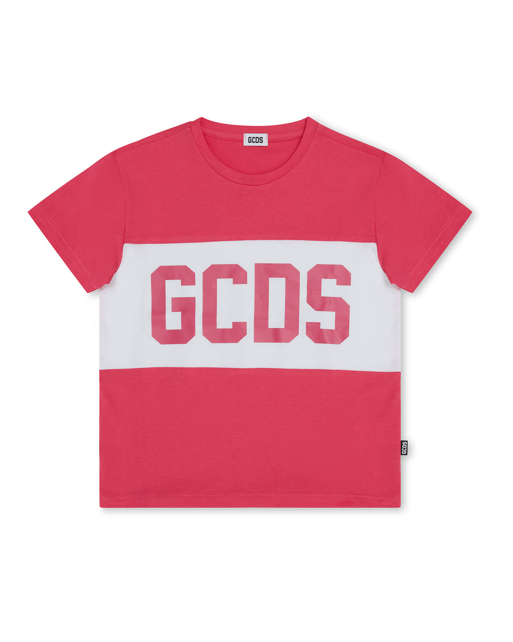 GCDS Kids T-shirt Fuxia con Banda Logo per Bambine