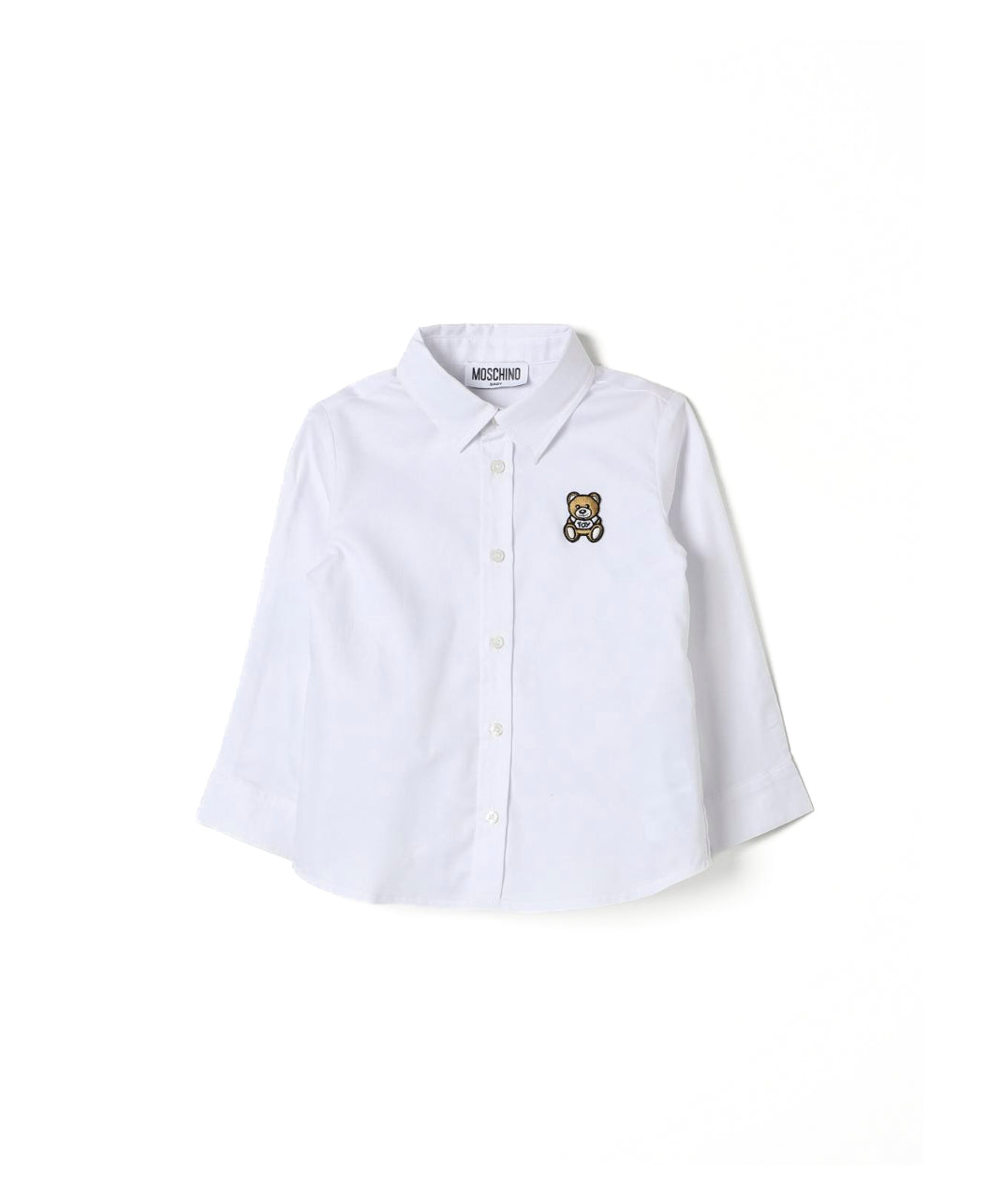 Moschino Kids Camicia Bianca con Patch Teddy Bear per Neonati