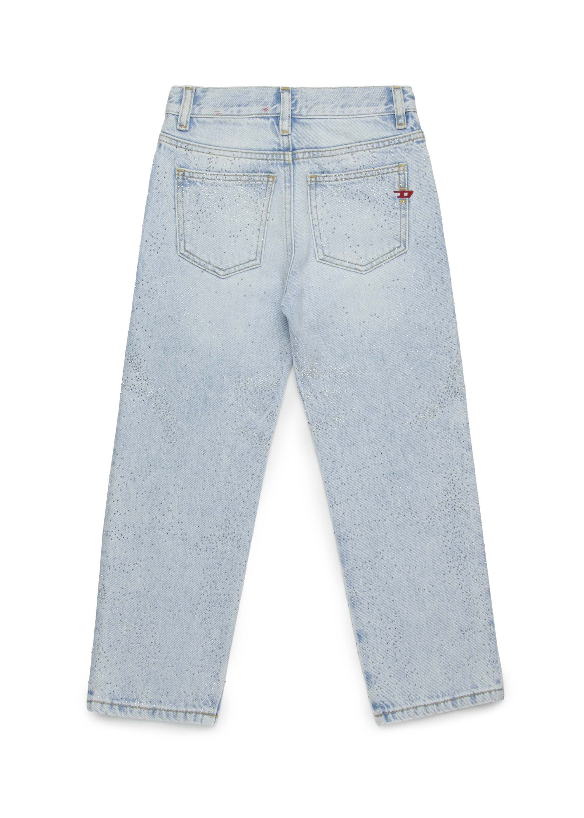 Diesel Kids Jeans Boyfriend con Applicazione Strass per Bambine
