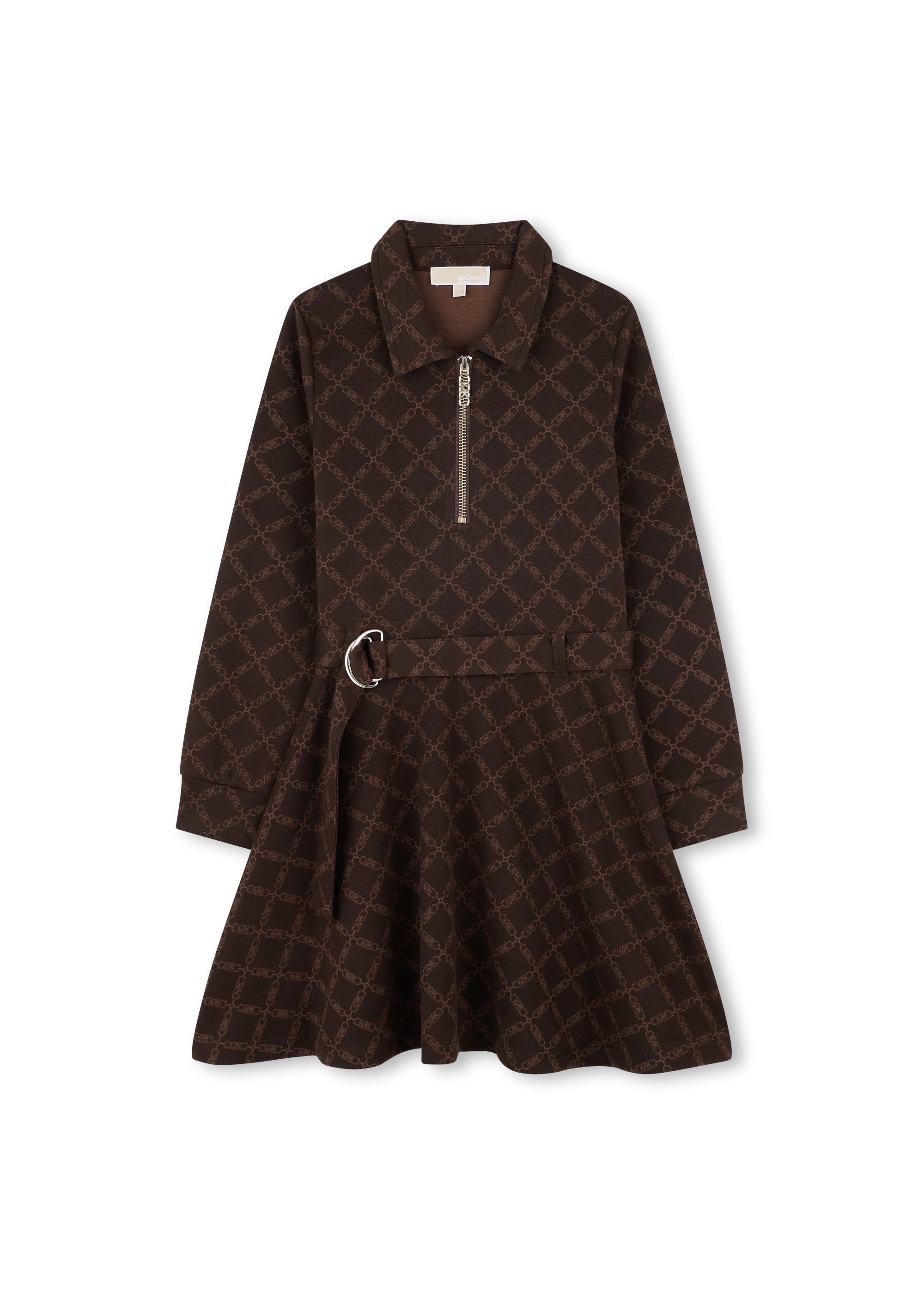 Michael Kors Kids Abito Marrone con Stampa per Bambine