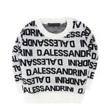 Alessandrini Kids Maglia Bianca con Logo AllOver a Contrasto per Neonati