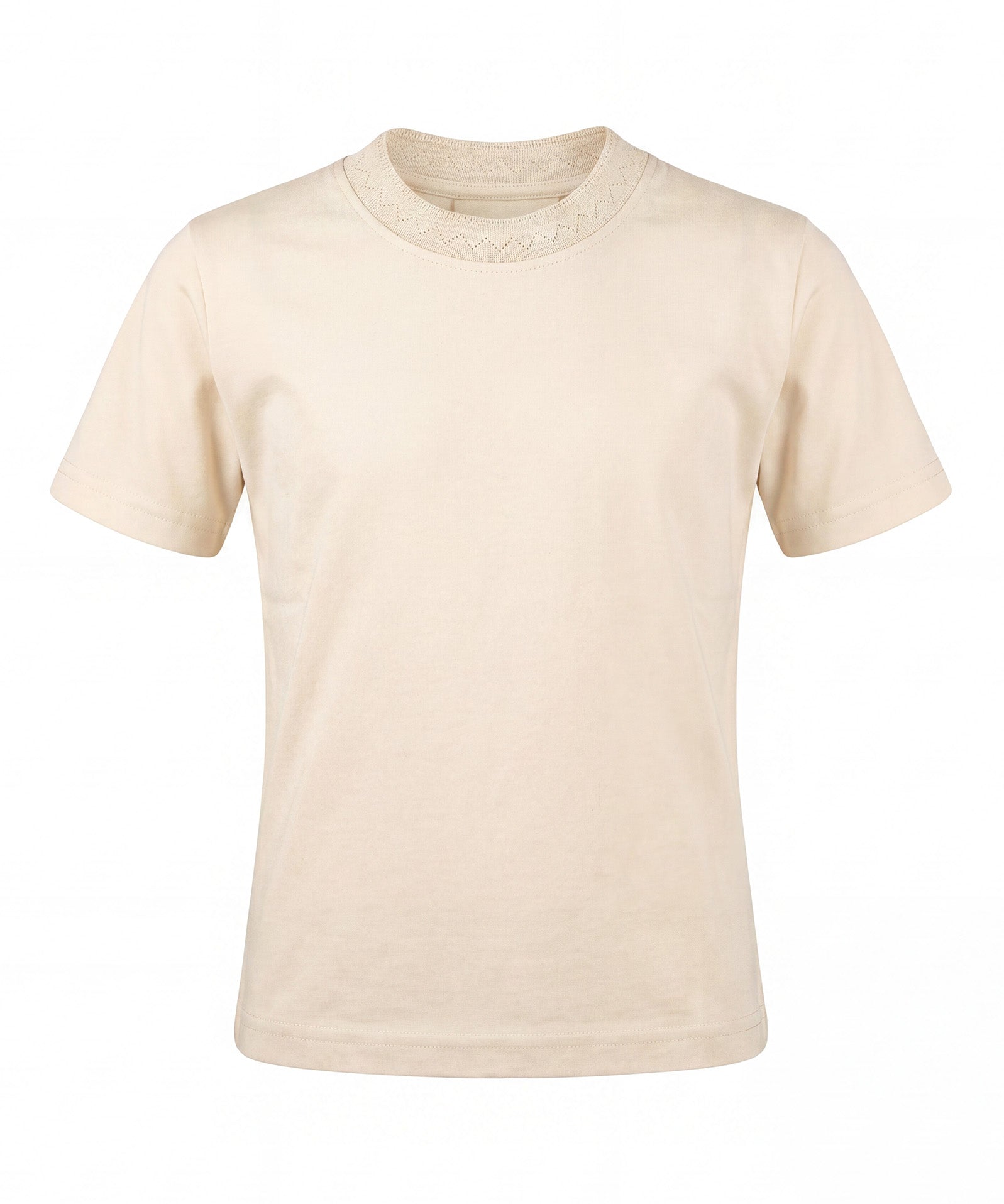 Yes London Kids T-Shirt Beige con Colletto Ricamato per Bambini