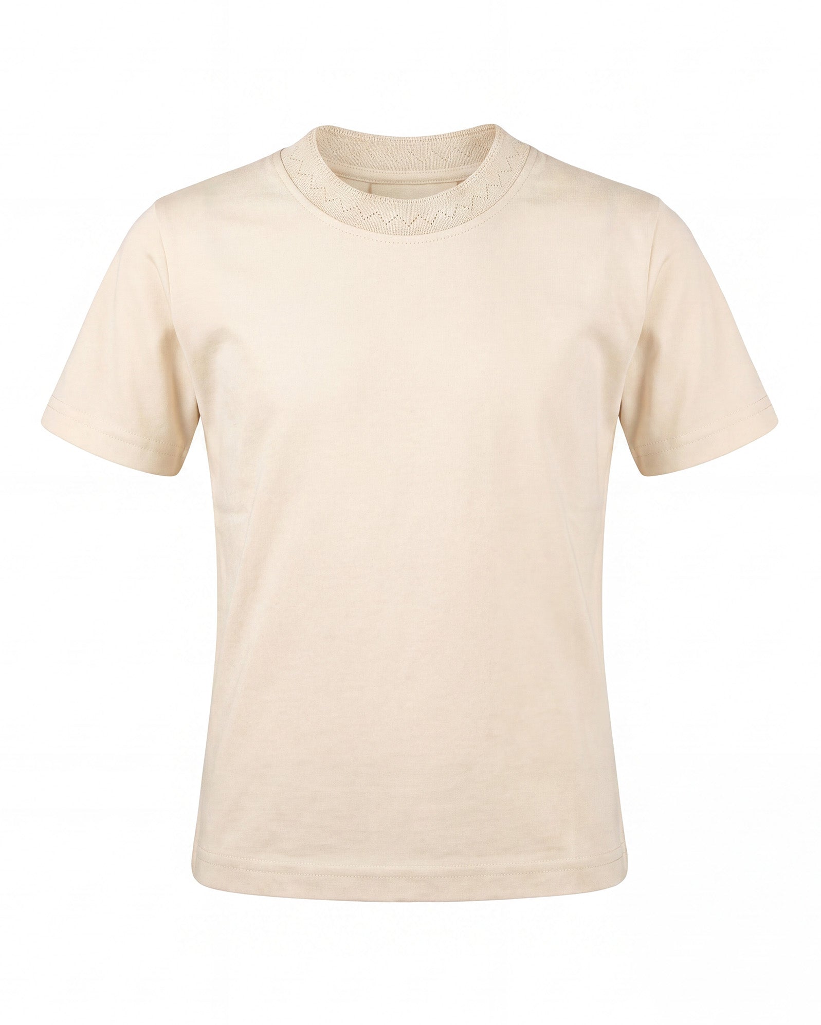 Yes London Kids T-Shirt Beige con Colletto Ricamato per Bambini