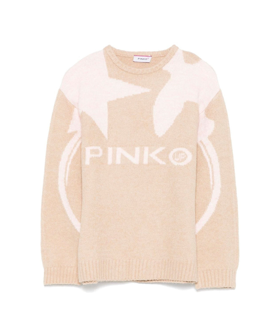 Pinko Kids Maglione Cammello con Logo per Bambine