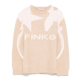 Pinko Kids Maglione Cammello con Logo per Bambine