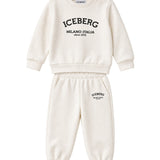 Iceberg Kids Completo Felpa Vaniglia con Stampa Logo per Neonati
