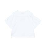 Moschino Kids T-Shirt Bianco Crop con Manica Rouches per Bambine