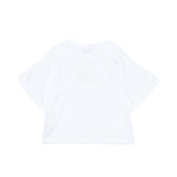 Moschino Kids T-Shirt Bianco Crop con Manica Rouches per Bambine