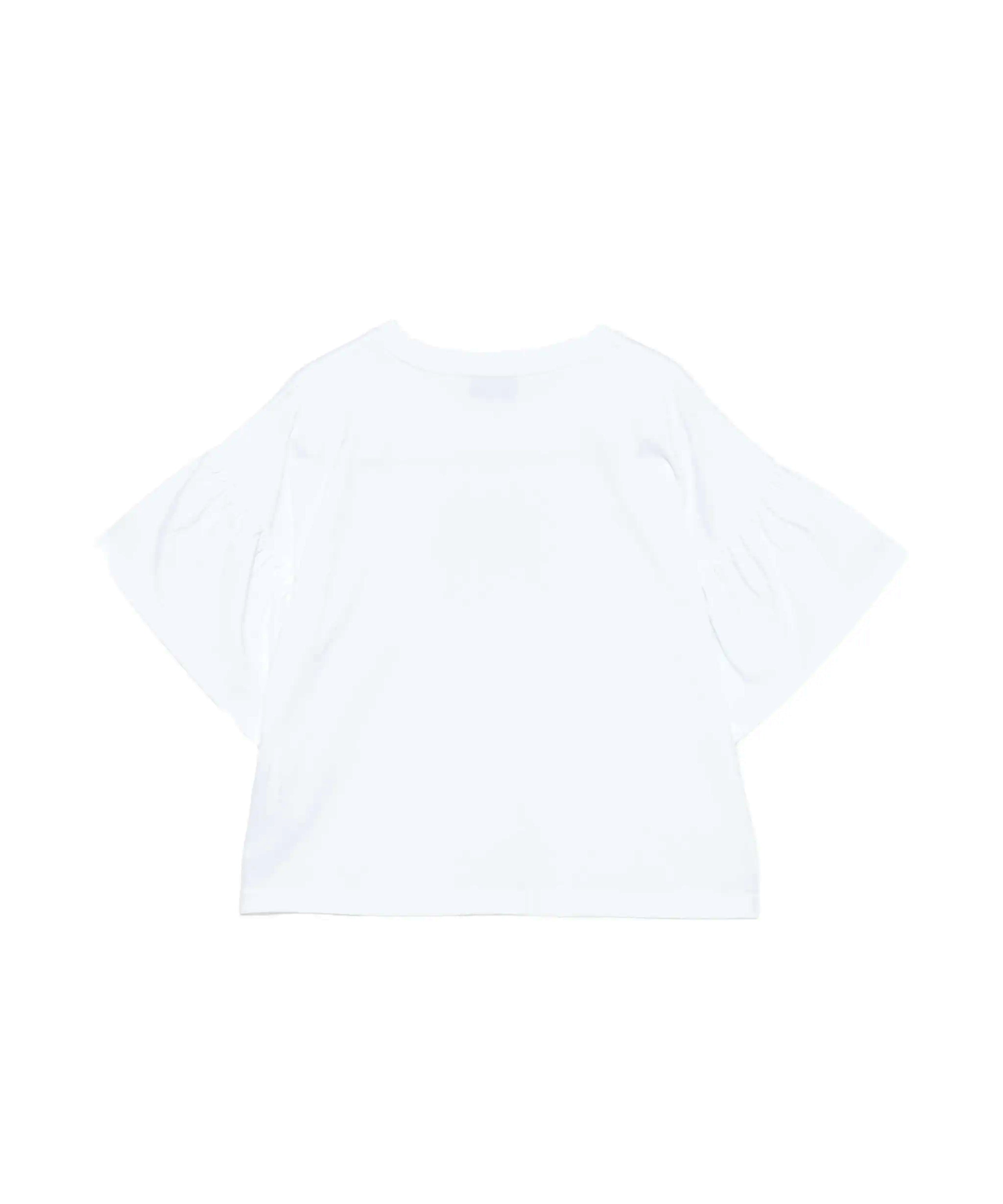 Moschino Kids T-Shirt Bianco Crop con Manica Rouches per Bambine