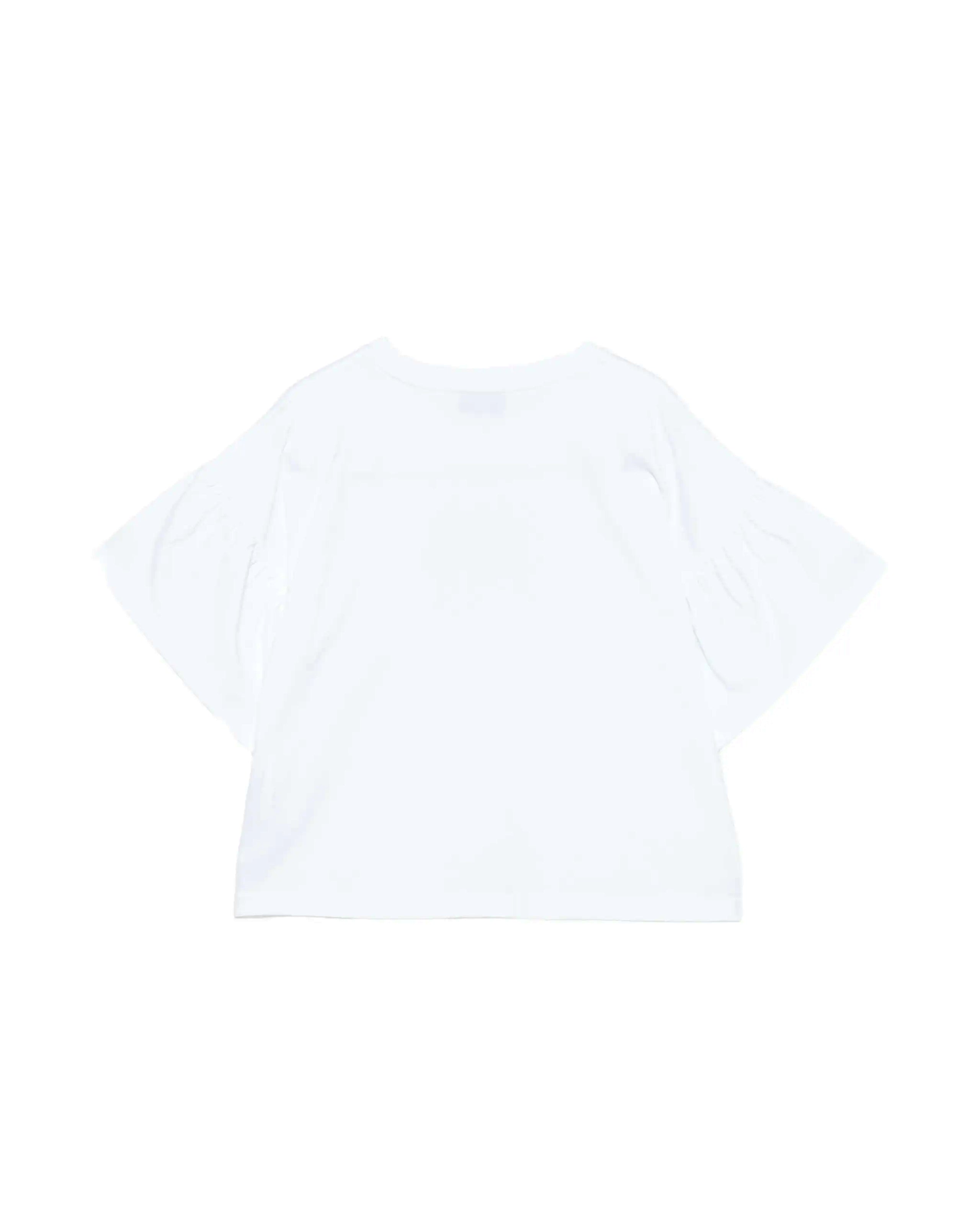 Moschino Kids T-Shirt Bianco Crop con Manica Rouches per Bambine