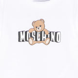 Moschino Kids T-Shirt Bianco con Logo Teddy Bear per Neonati