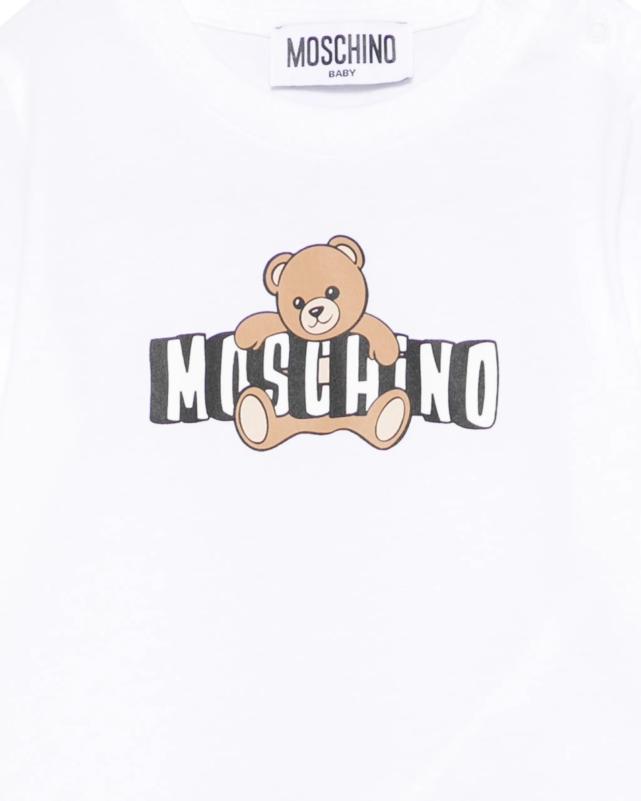 Moschino Kids T-Shirt Bianco con Logo Teddy Bear per Neonati