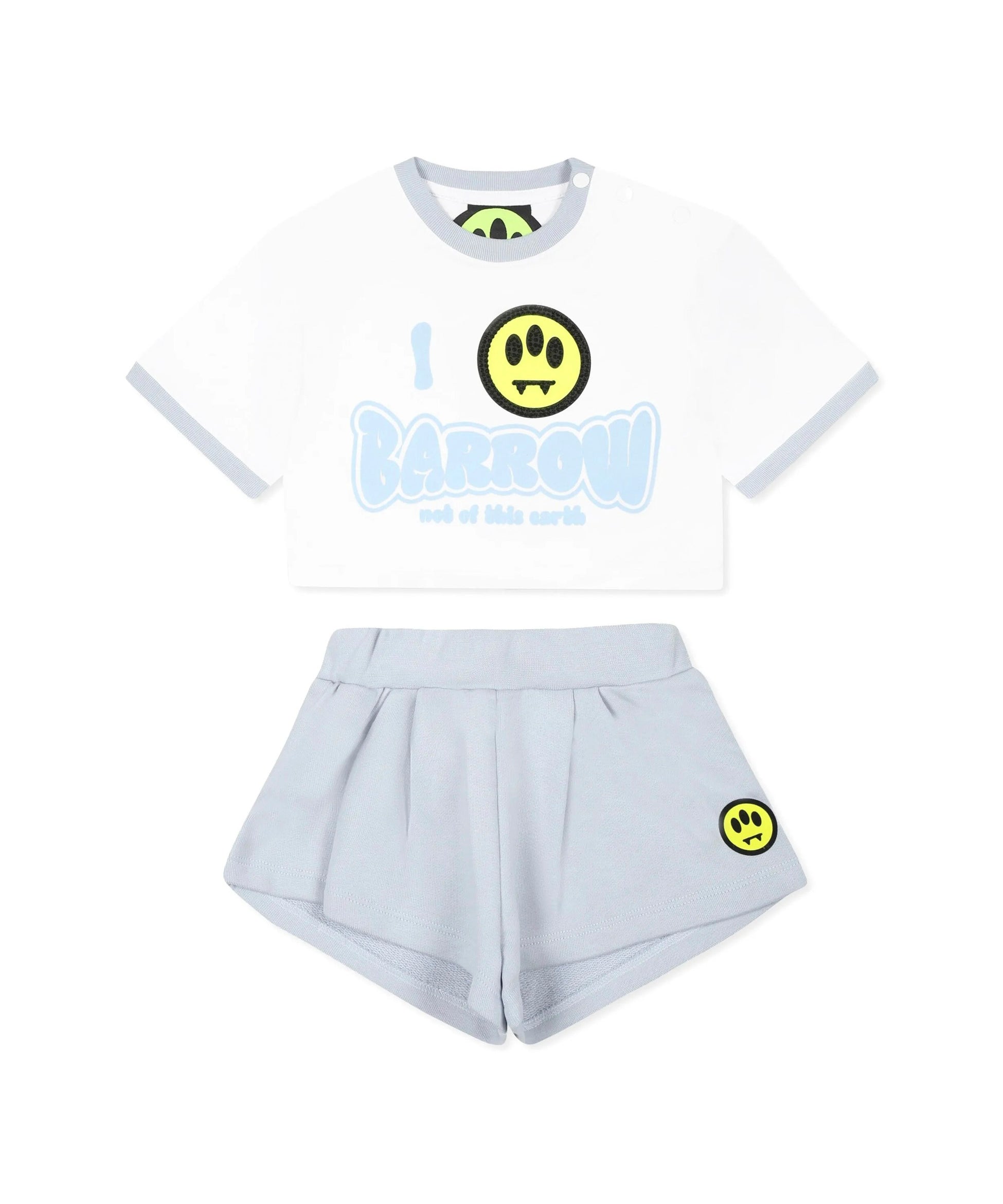 Barrow Kids T-shirt Bianca con Shorts Celeste per Neonate