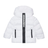 Dsquared2 Kids Piumino Bianco con Cappuccio e Banda Logo per Neonati