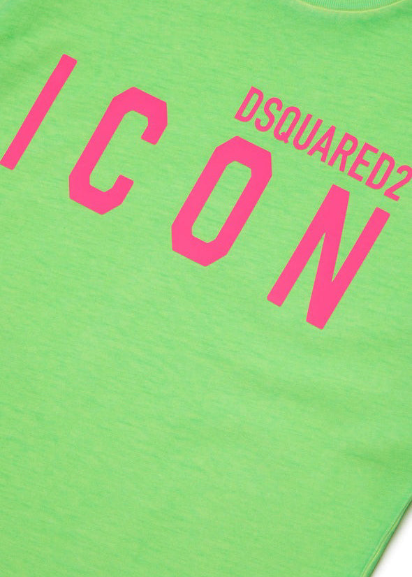 Dsquared2 Kids T-shirt  Verde con Logo Fluo per Bambini