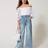 Twinset Kids White Top with Lace for Girls