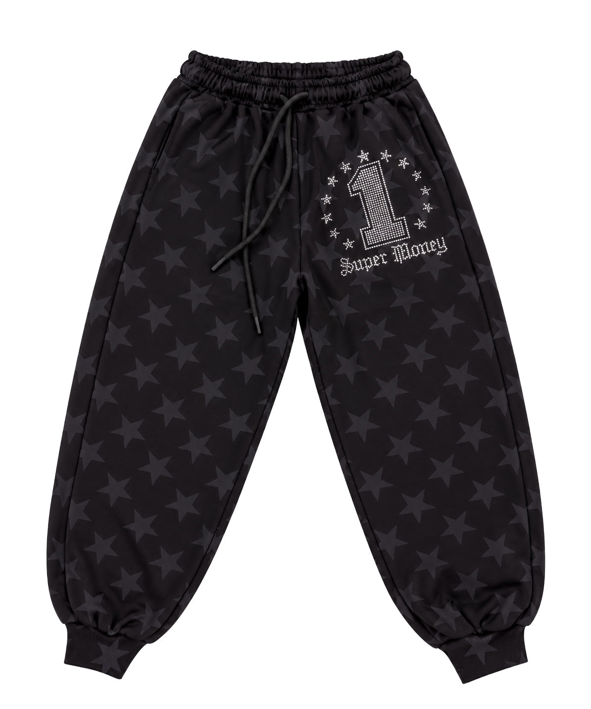 Art Super Money Kids Pantalone Nero con Fantasia Stella con Strass per Bambini