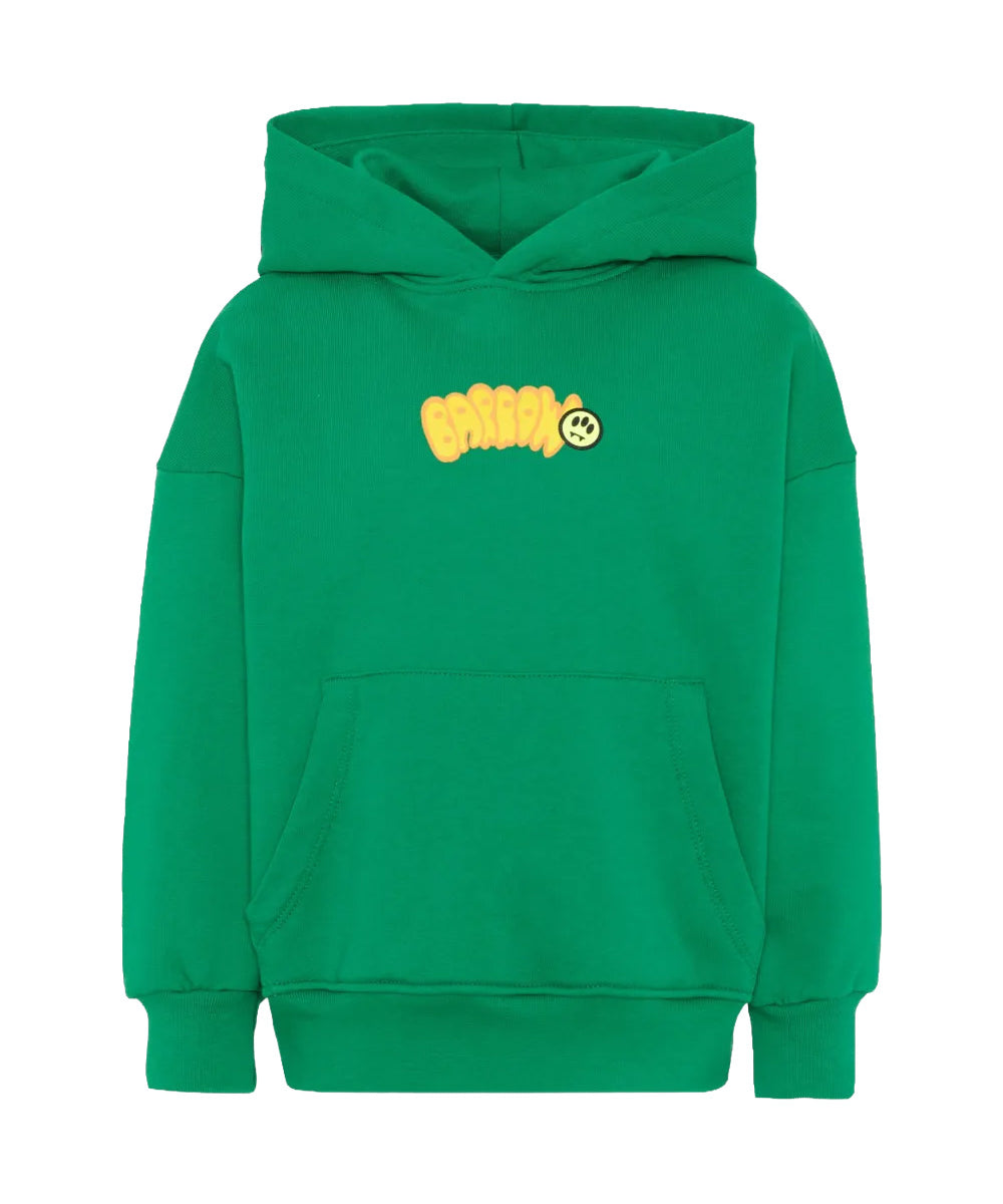 Barrow Kids Felpa Verde con Cappuccio Stampa Logo per Bambini