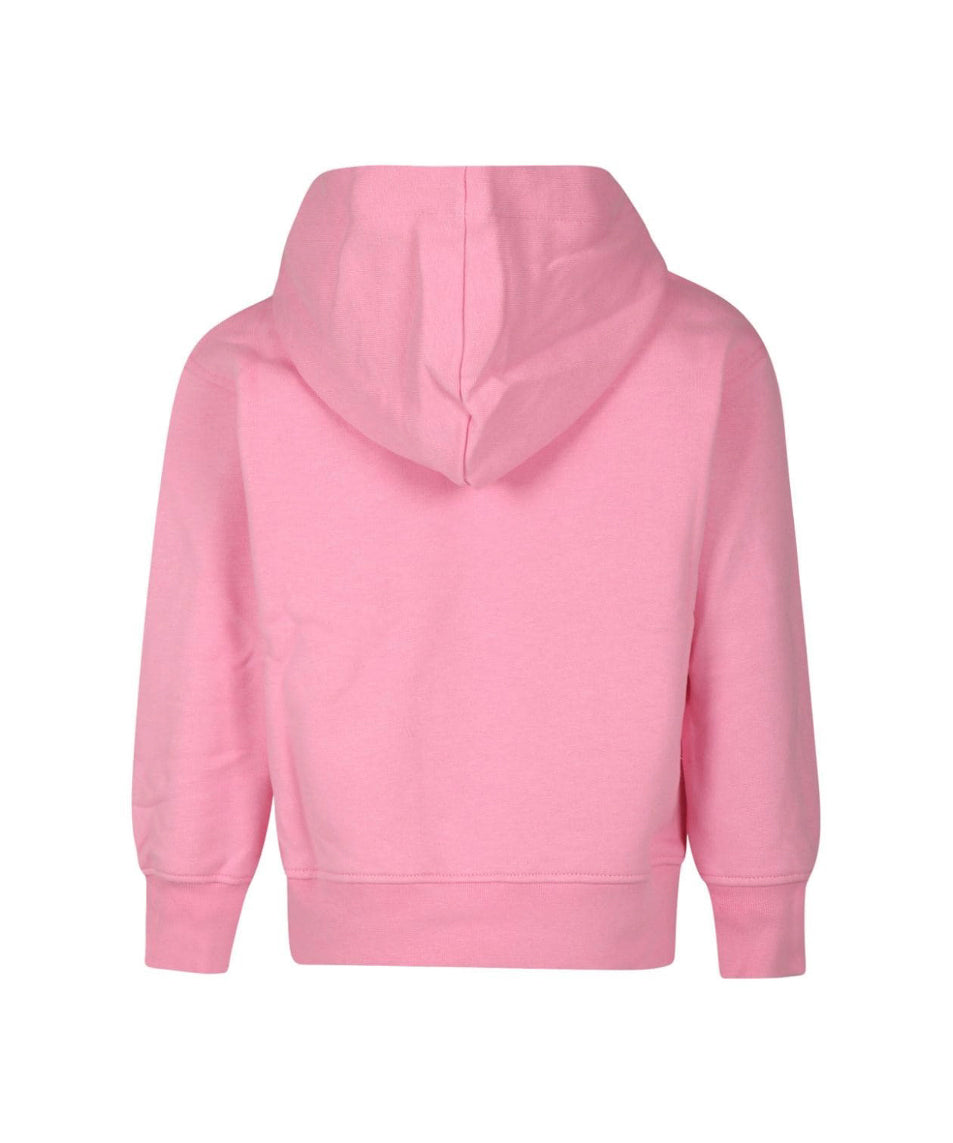 MSGM Kids Felpa Rosa con Cappuccio con Stampa per Bambine (retro)