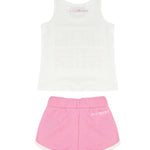 John Richmond Kids Completo Bianco/Rosa con Logo per Neonate