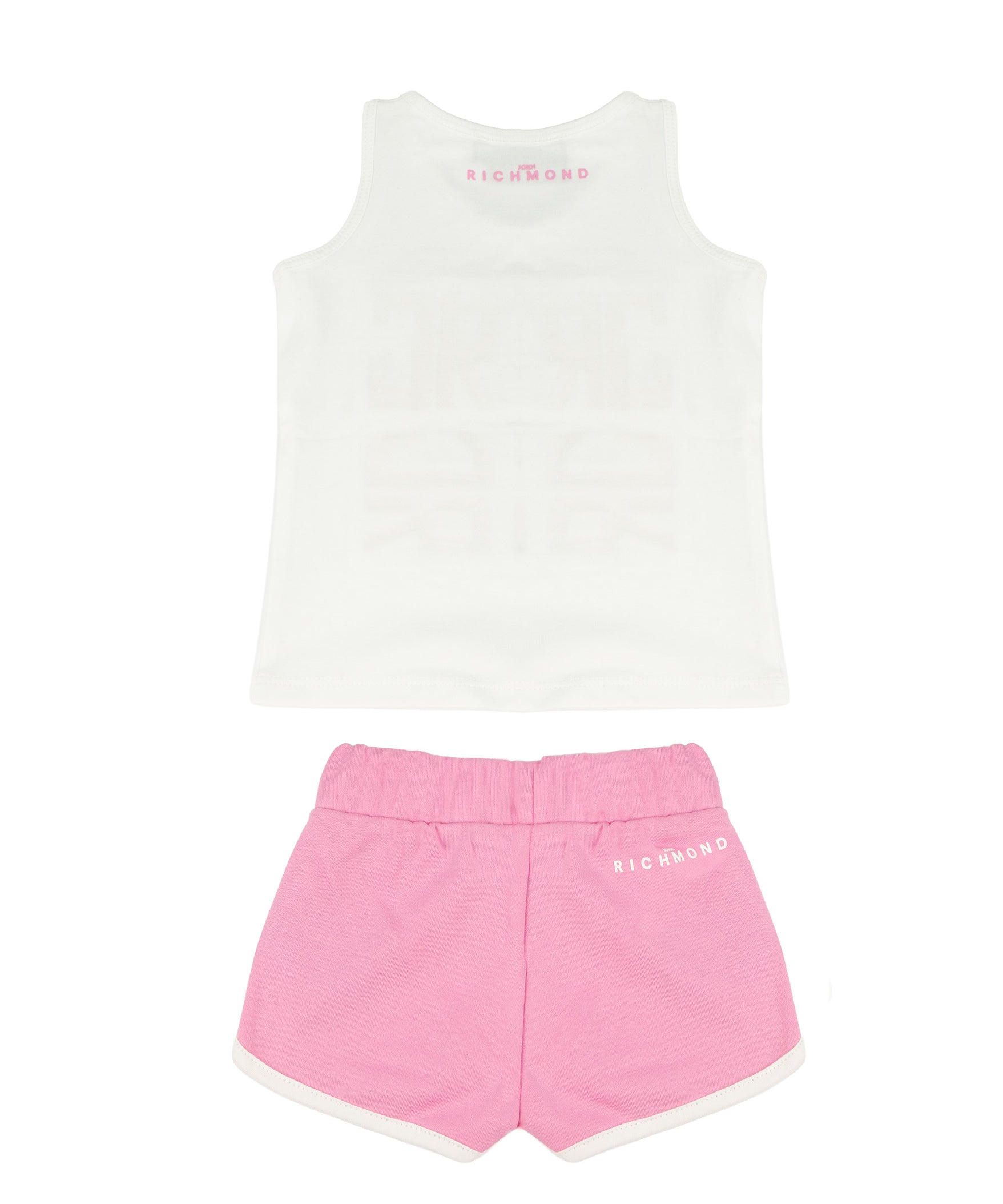 John Richmond Kids Completo Bianco/Rosa con Logo per Neonate