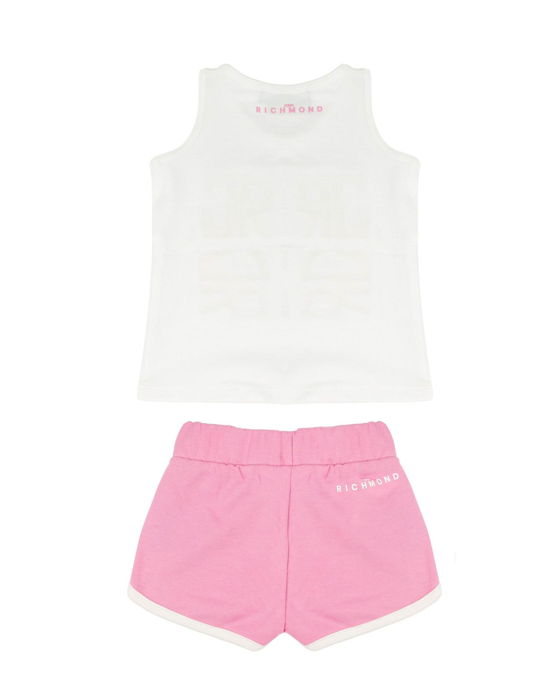 John Richmond Kids Completo Bianco/Rosa con Logo per Neonate