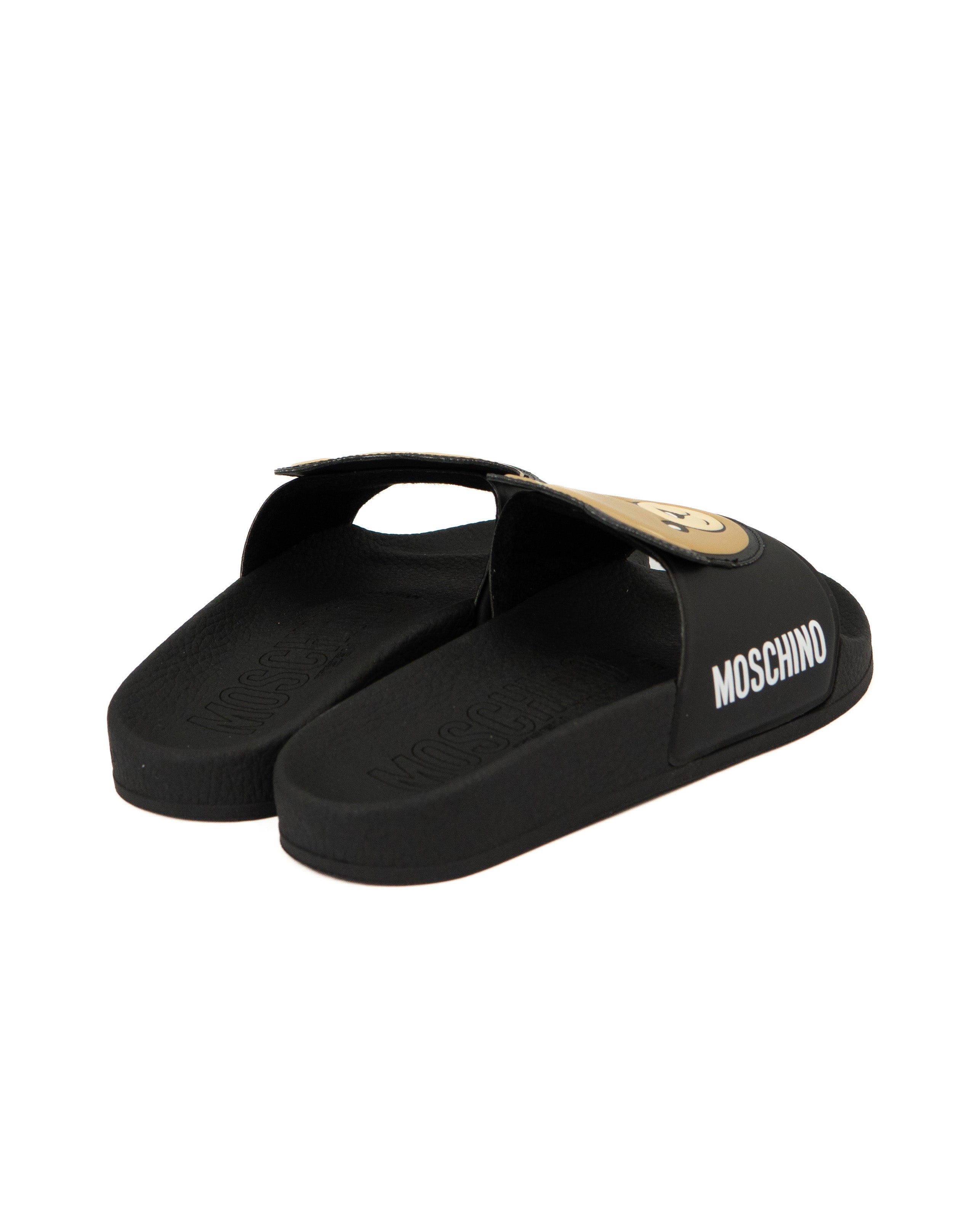 Moschino Kids Ciabatta Nero con Teddy per Bambini