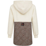 MSGM Kids Abito Felpa Crema e Fantasia a Quadri con Logo Rosso per Bambine
