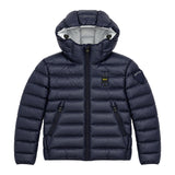 Blauer Kids Piumino Blu Navy con Cappuccio Imbottito e Patch Logo per Bambini