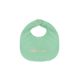 Blumarine Kids Bavetta Verde con Ricamo Rosa per Neoonate