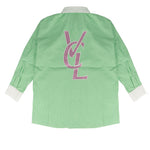 Vicolo Kids Camicia a Quadri Verde con Logo Fucsia per Bambine
