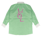 Vicolo Kids Camicia a Quadri Verde con Logo Fucsia per Bambine