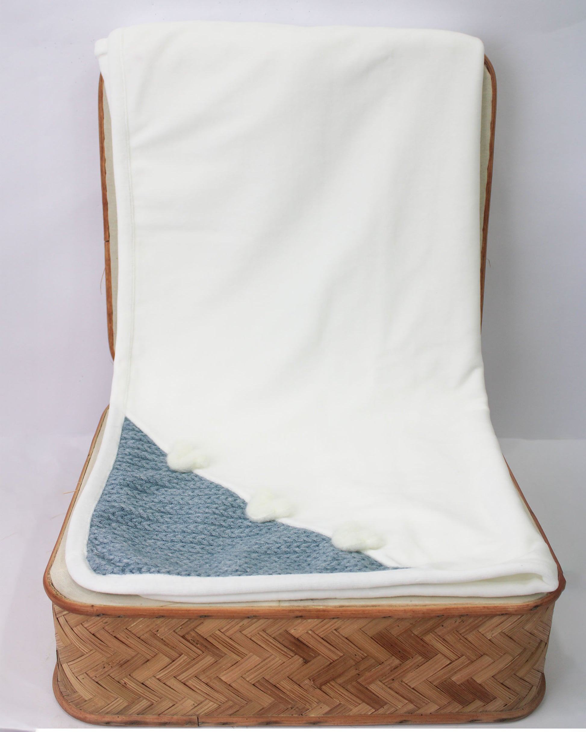 Deolinda Coperta Bianca/Denim con Teddy per Neonati
