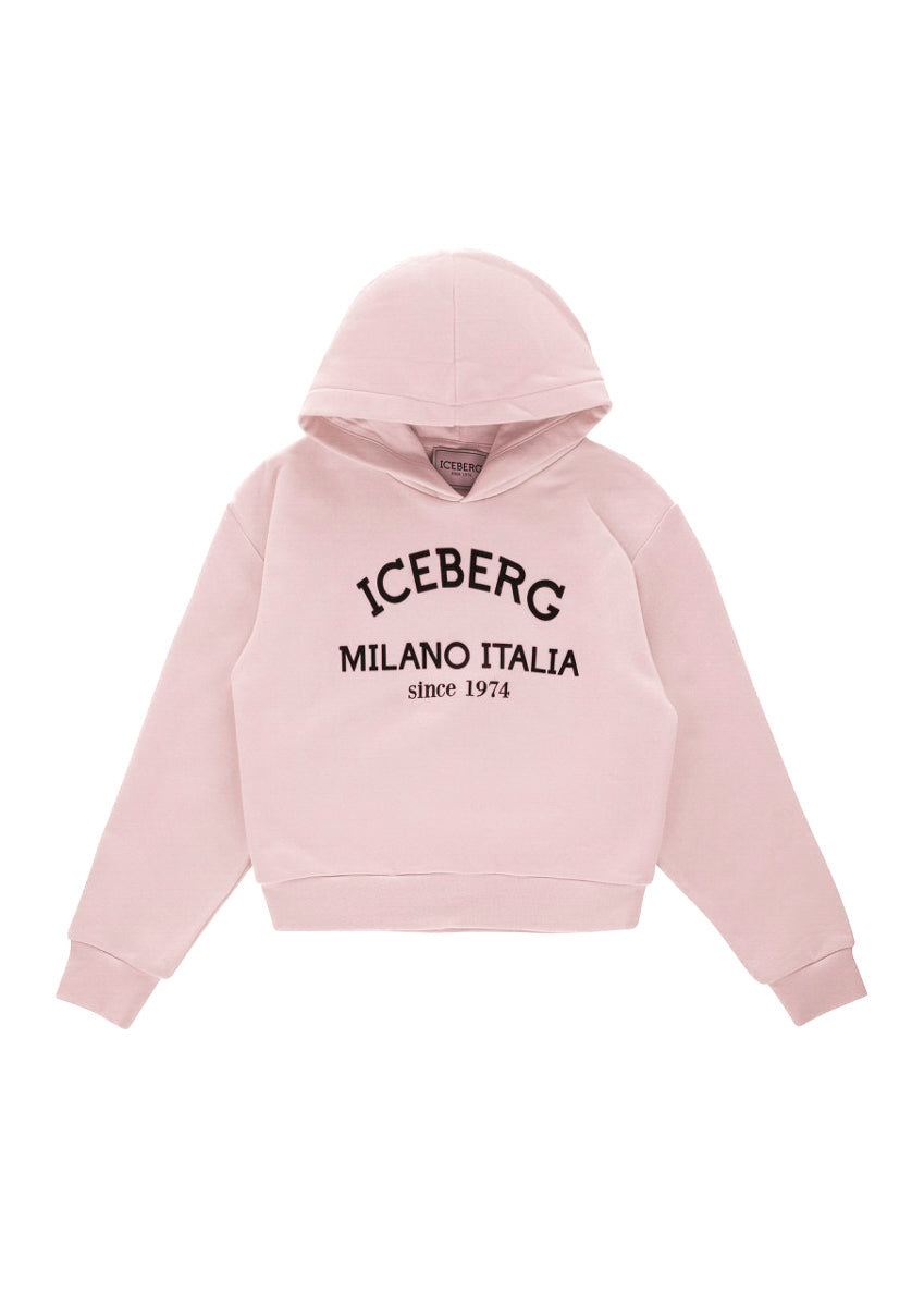 Iceberg Kids Felpa Rosa con Cappuccio con Stampa