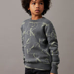 Calvin Klein Kids Maglione Grigio con Logo Monogram per Bambini 