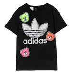 Adidas X Iconic T-shirt Nera con Patch Bear e Logo con Perle (fronte)