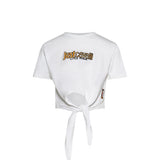 Just Cavalli Kids T-Shirt Crop Bianca con Stampa Logo per Bambine