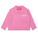 Diesel Kids Cardigan Rosa con Logo per Neonate