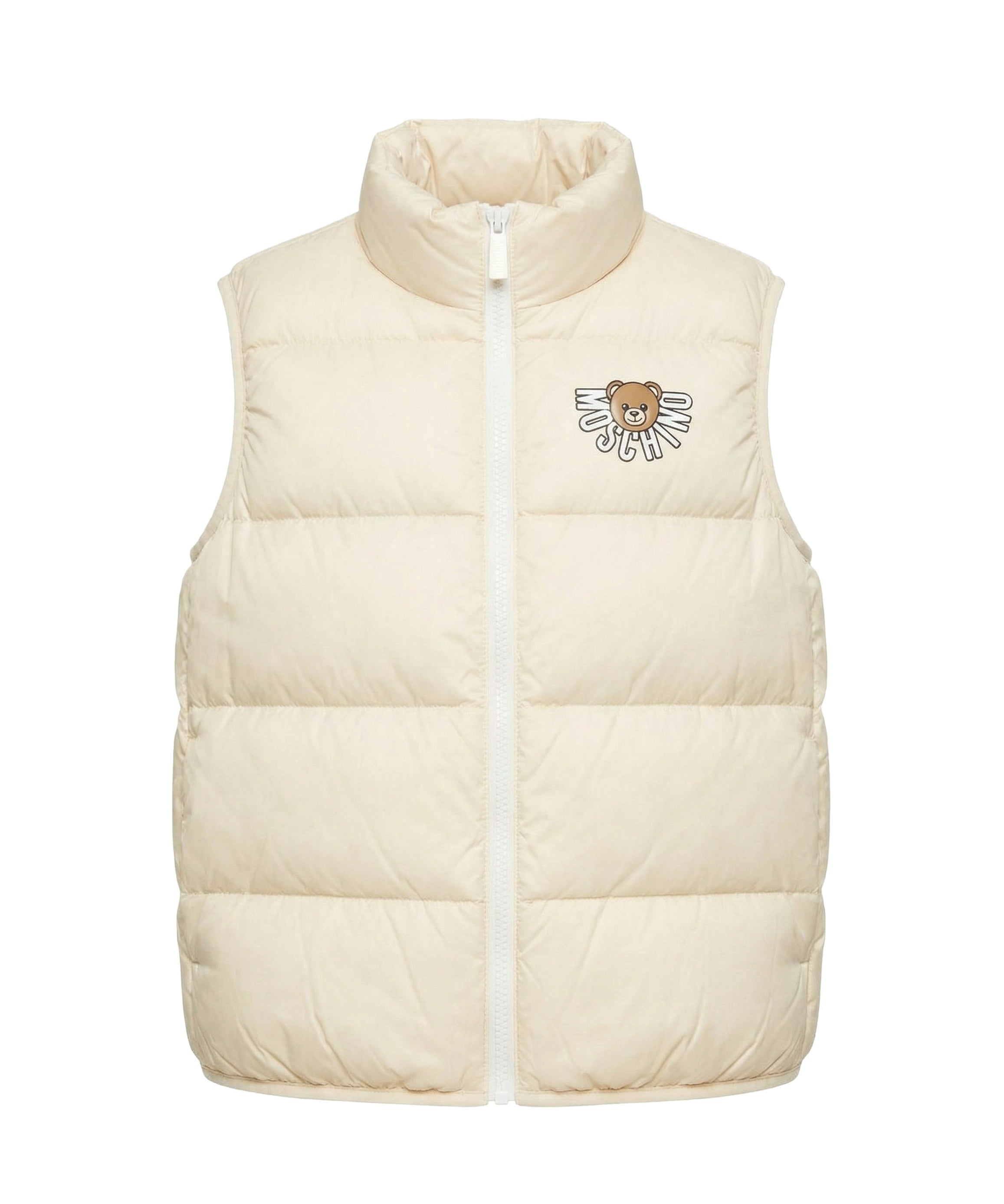 Moschino Kids Gilet Panna Unisex con Logo Teddy per Bambini